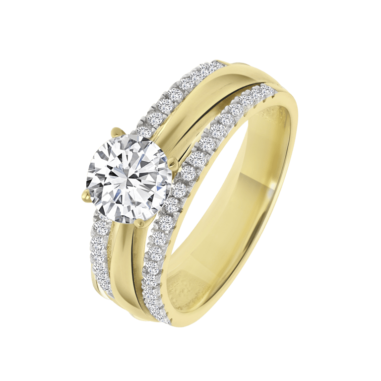 Zilveren 18 karaat goldplated ring met zirkonia