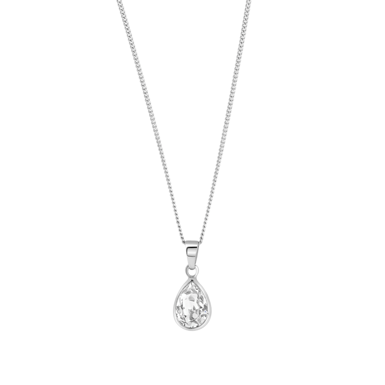 Silberne Halskette mit Tropfenanhänger und Swarovski-Kristall für Damen