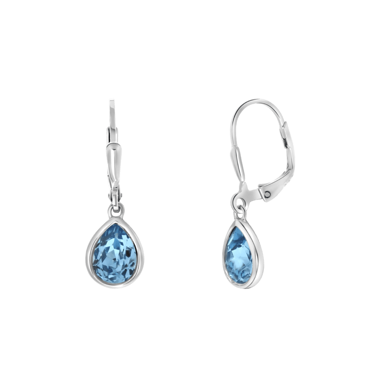 Ohrringe, 925 Silber, Tropfen mit Kristall, Aqua