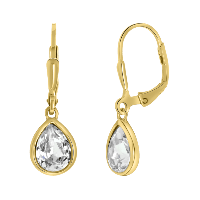 Zilveren goldplated oorringhangers met kristal voor dames
