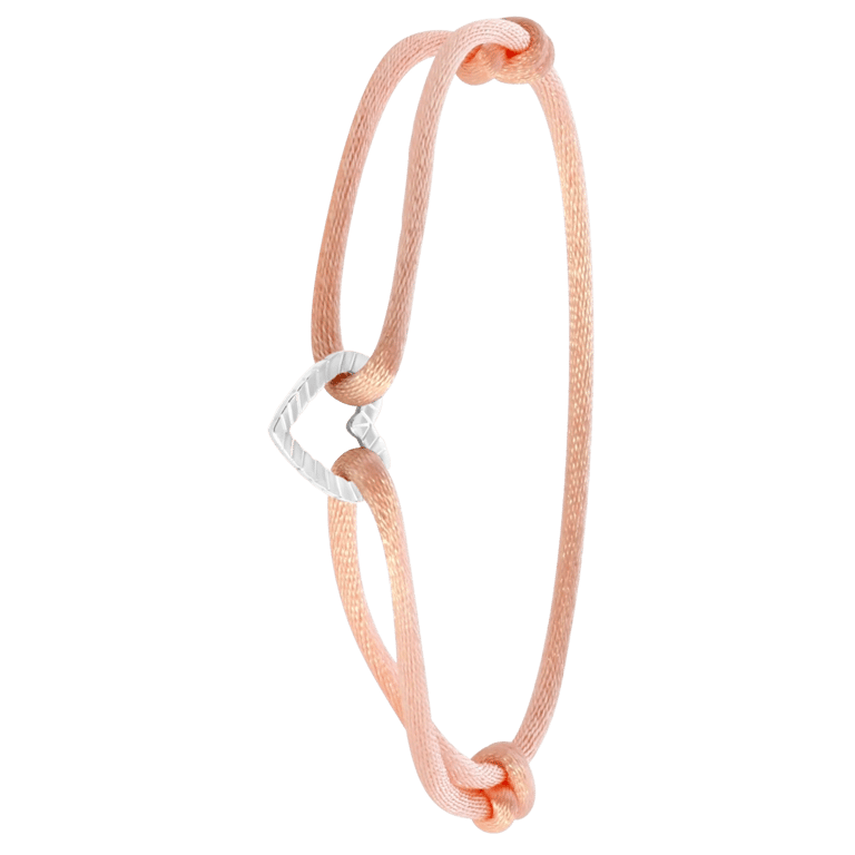 Kordelarmband, Edelstahl, Satin, offenes Herz