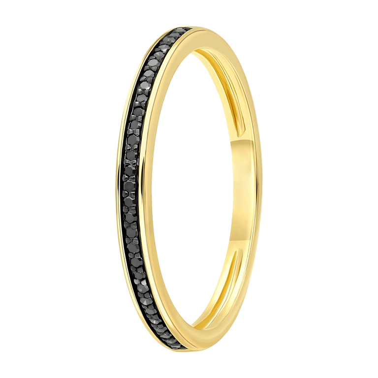 Schienenring, 585 Gelbgold, 29 schwarze Diamanten 0,08 ct
