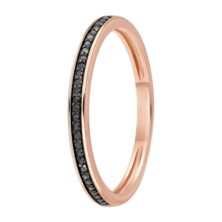 14 karaat rosegouden railring 29 zwarte diamanten 0,08ct