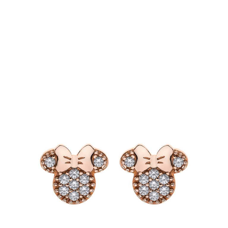 Disney zilveren roséplated kinderoorknoppen Minnie Mouse met zirkonia
