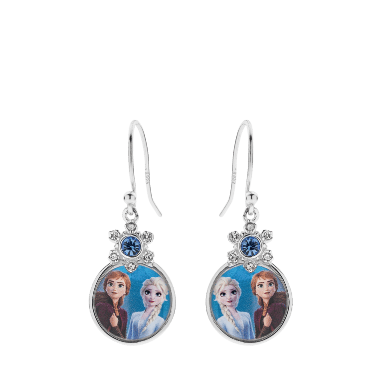 Zilveren Disney Frozen oorbellen disc kristal