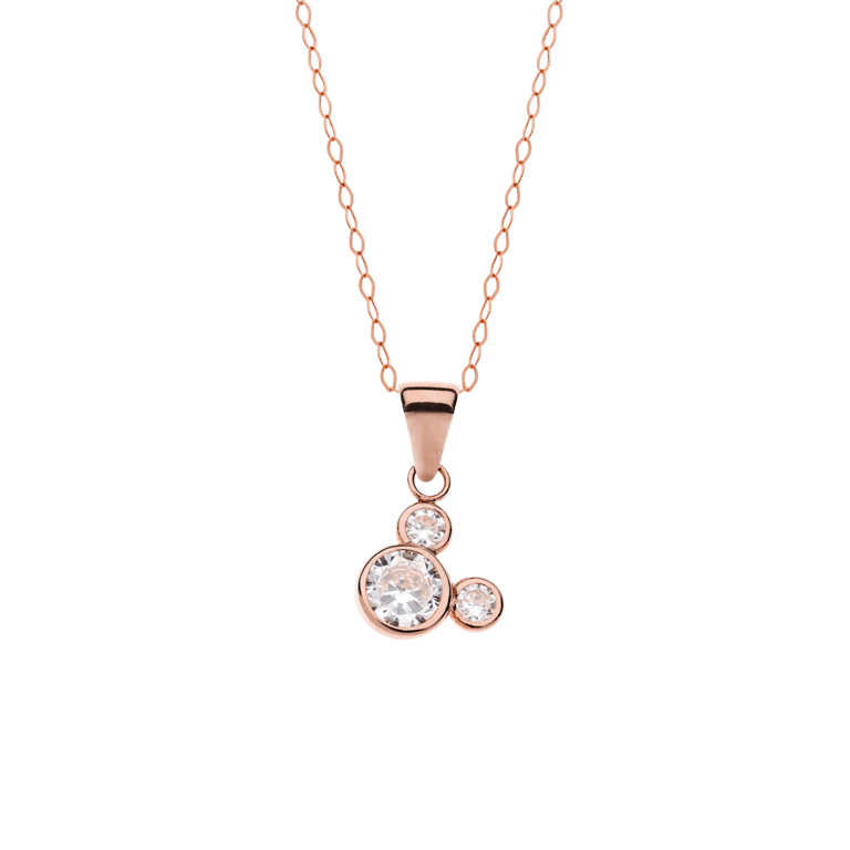 Disney zilveren roséplated kinderketting met hanger voor Minnie Mouse met kristal