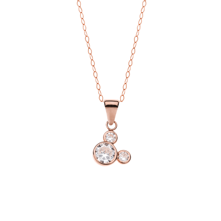 Zilveren Disney Minnie roseplated ketting kristal