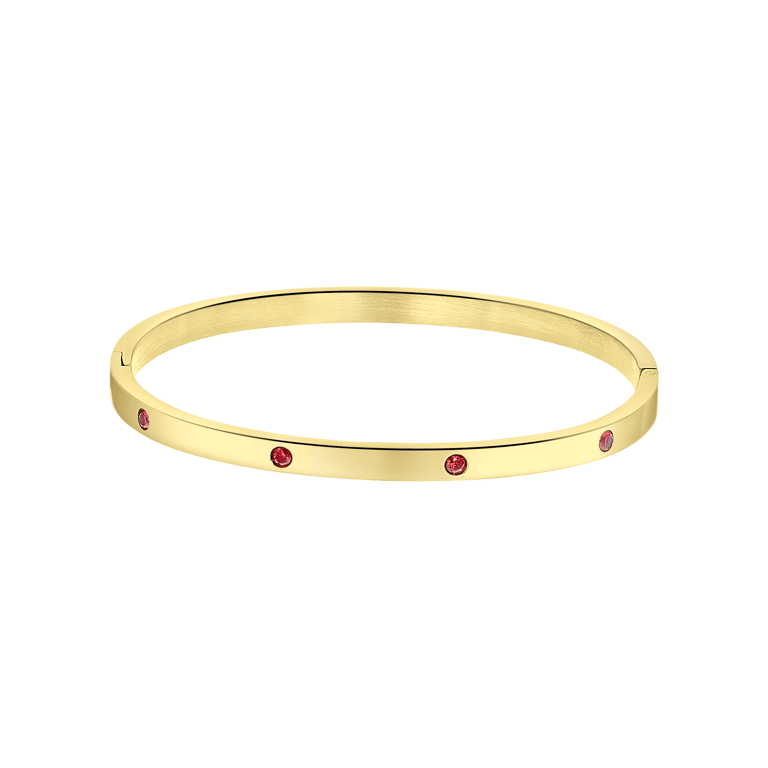 Stainless steel goldplated bangle met geboortesteen voor dames