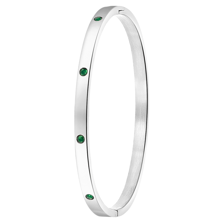 Bangle-Armreif, Edelstahl, Geburtssteine