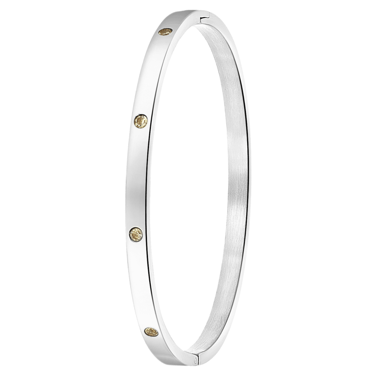 Bangle-Armreif, Edelstahl, Geburtssteine