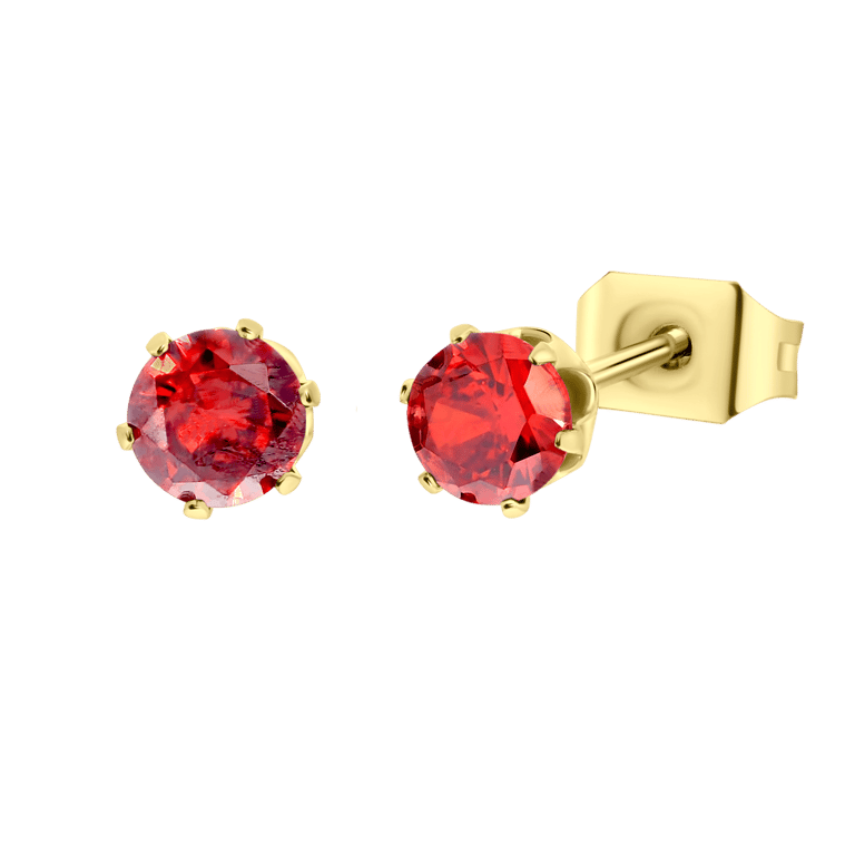Stalen goldplated oorknoppen met geboortesteen voor dames