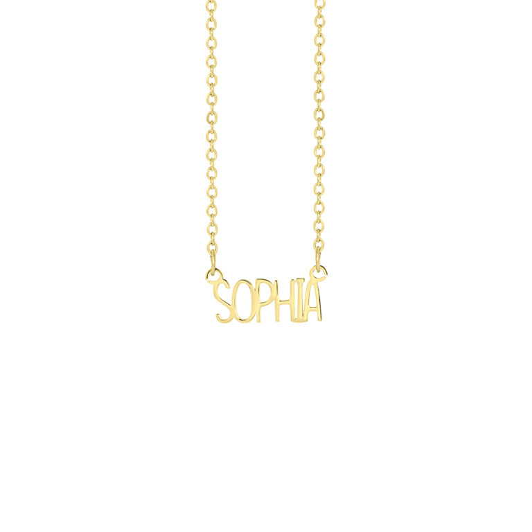 Zilveren goldplated naamketting voor dames