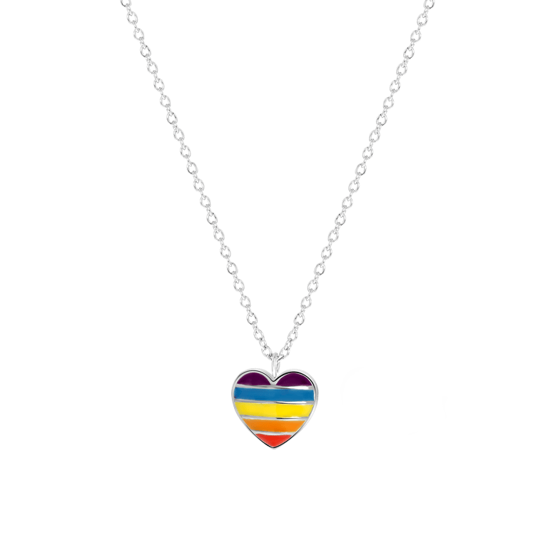 Zilveren ketting met hanger hart regenboog K3