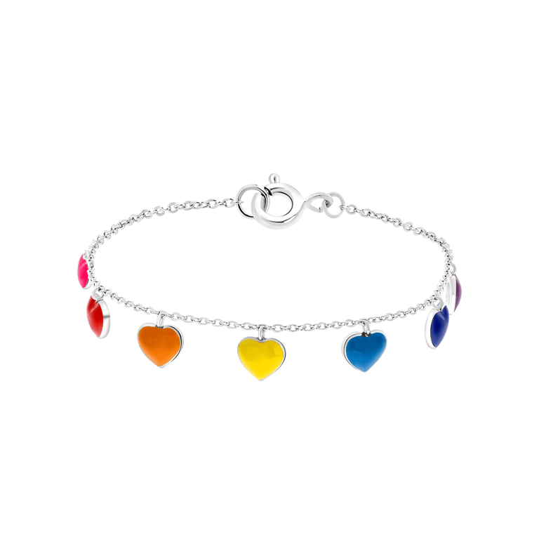 Zilveren armband met bedels hart regenboog K3