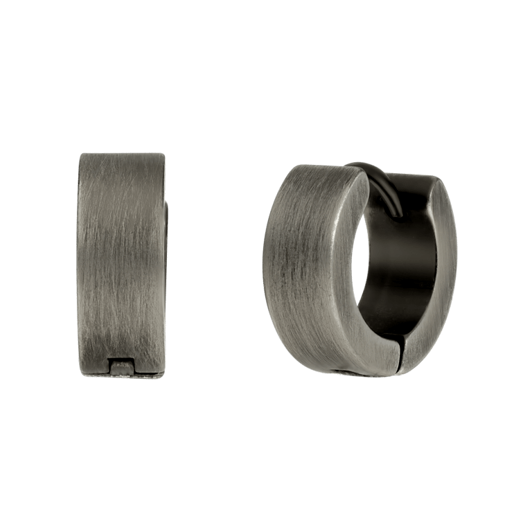 Gerecycled stainless steel heren oorringen antique finish