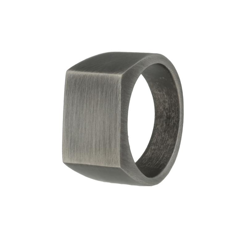 Gerecycleerd stainless steel heren zegelring anique finish