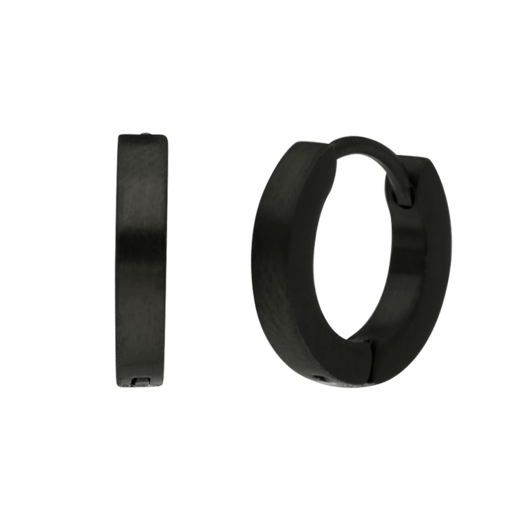 Gerecycled stainless steeloorringen zwart mat voor heren