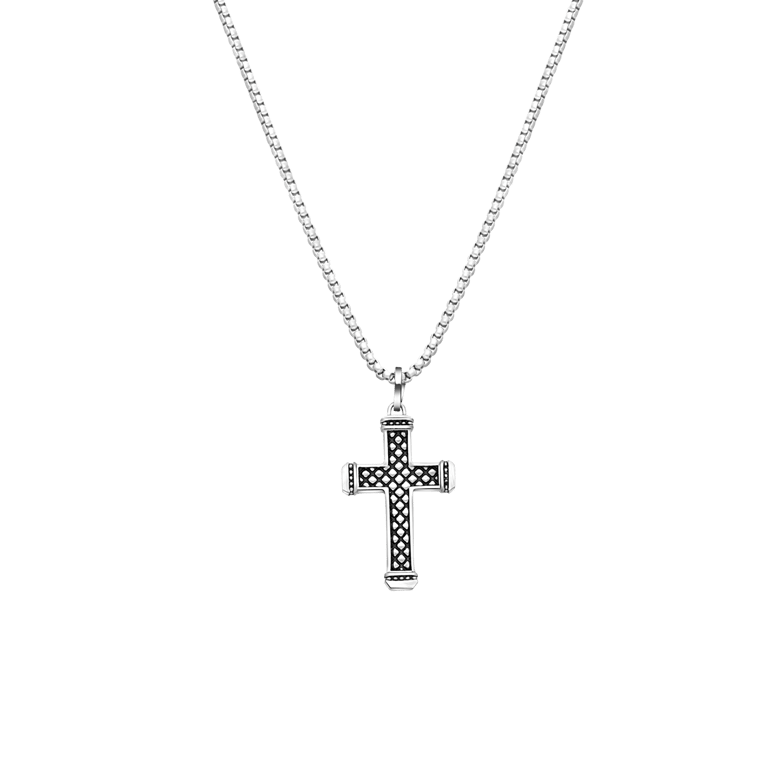 Stainless steel herenketting met hanger kruis reptiel