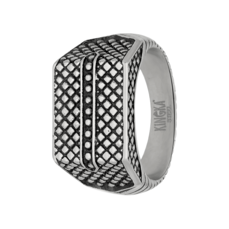 Siegelring für Herren, Edelstahl, Reptil, Antik-Stil