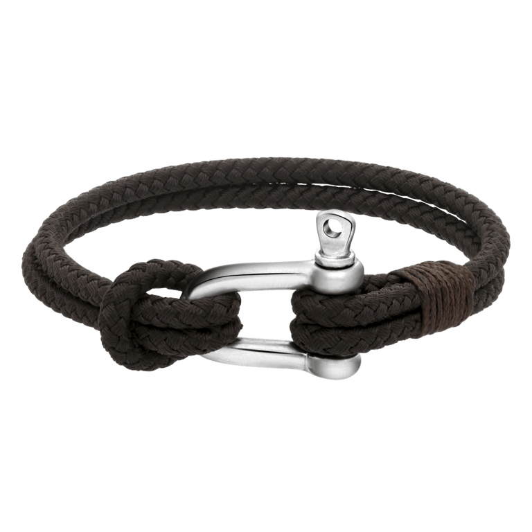Stainless steel herenarmband harpsluiting donkerbruin