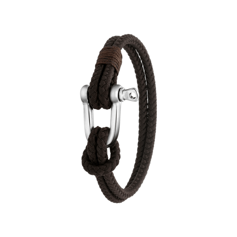 Stalen herenarmband boeisluiting donkerbruin
