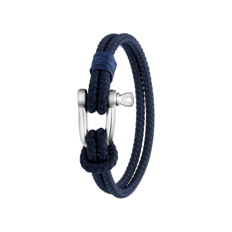 Stalen herenarmband boeisluiting donkerblauw
