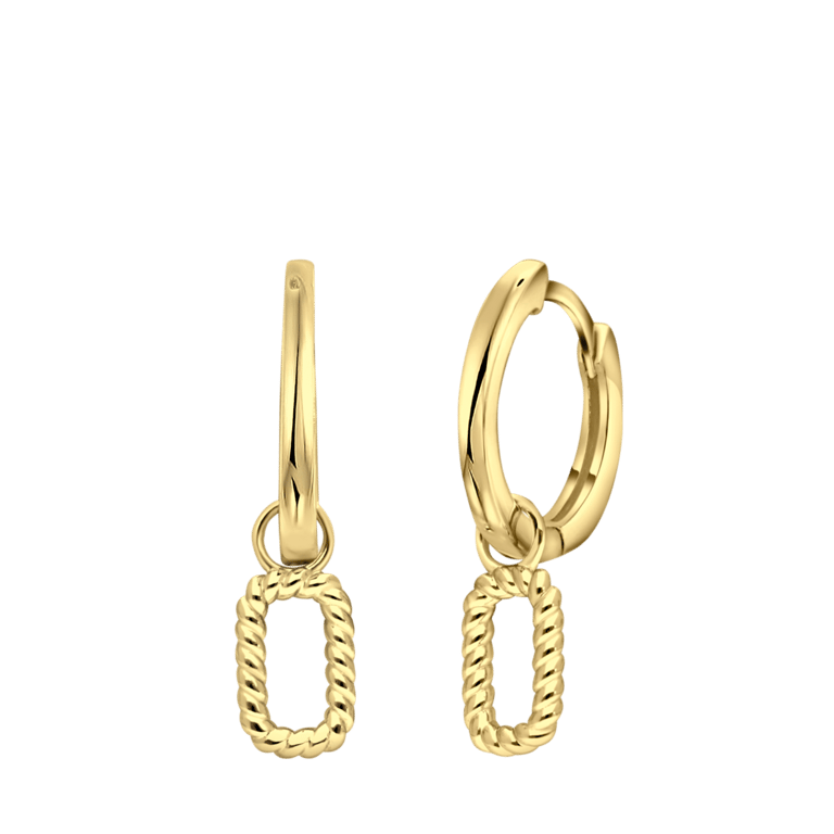 Zilveren goldplated oorringen twisted voor dames