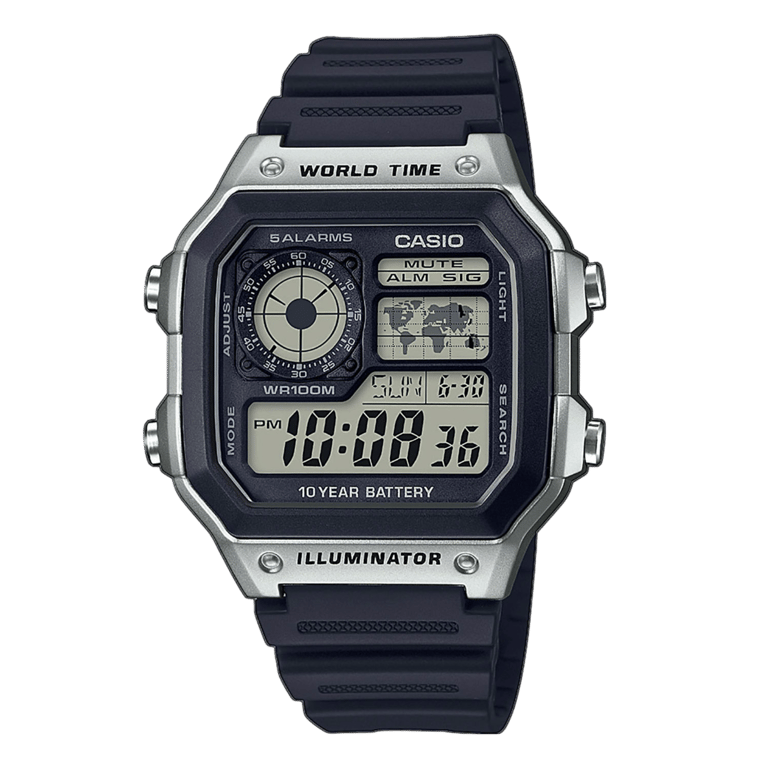 Casio Digital Herren Uhr Schwarz AE-1200WH-1CVEF