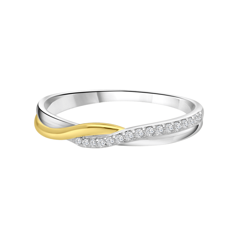 Zilveren ring golf met zirkonia