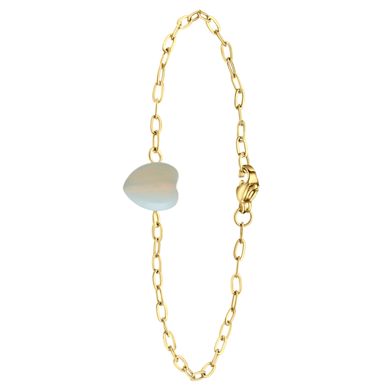 Armband, Edelstahl, vergoldet, mit Herz, Mondstein
