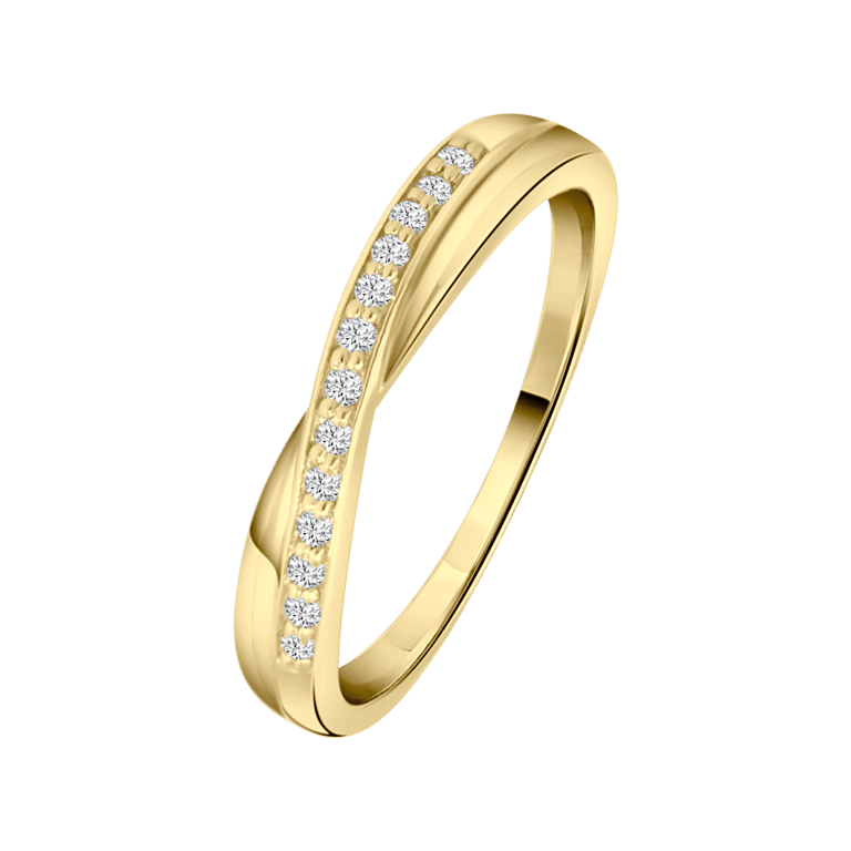 Zilveren goldplated ring met zirkonia