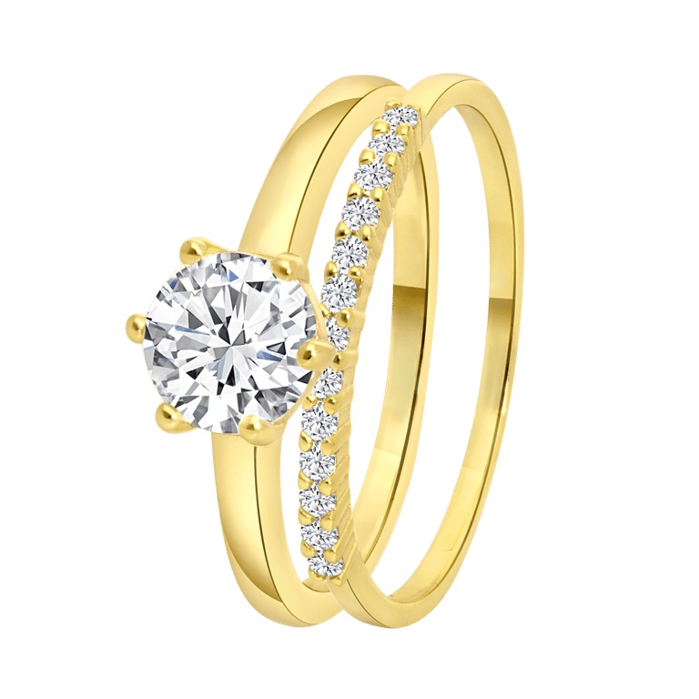 Zilveren goldplated ring met zirkonia voor dames