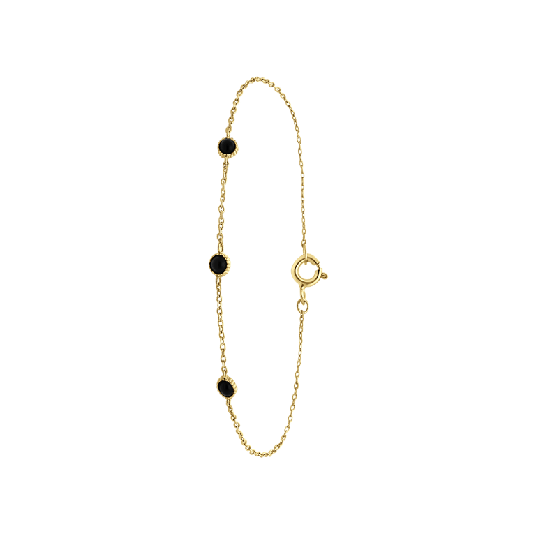 Zilveren goldplated fantasiearmband met zirkonia zwart voor dames