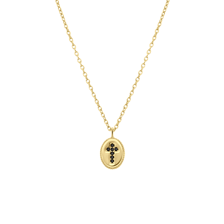 Zilveren goldplated ketting met hanger kruis voor dames