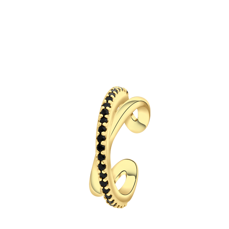 Zilveren goldplated earcuff kruis met zirkonia voor dames