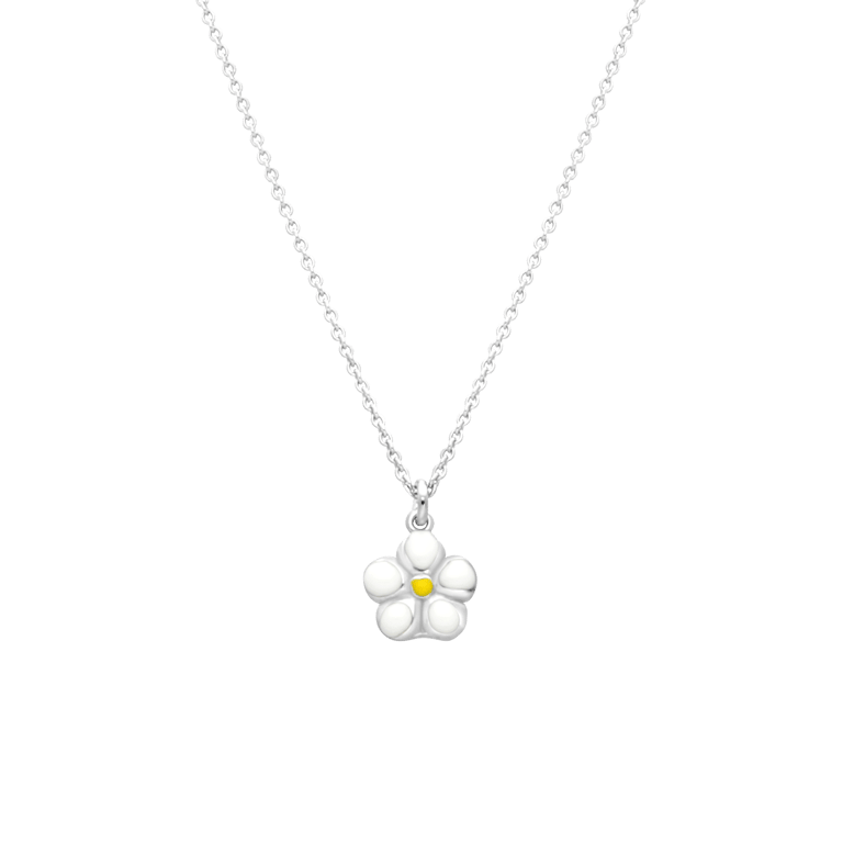 Halskette, 925 Silber, mit Anhänger, Blume, Emaille