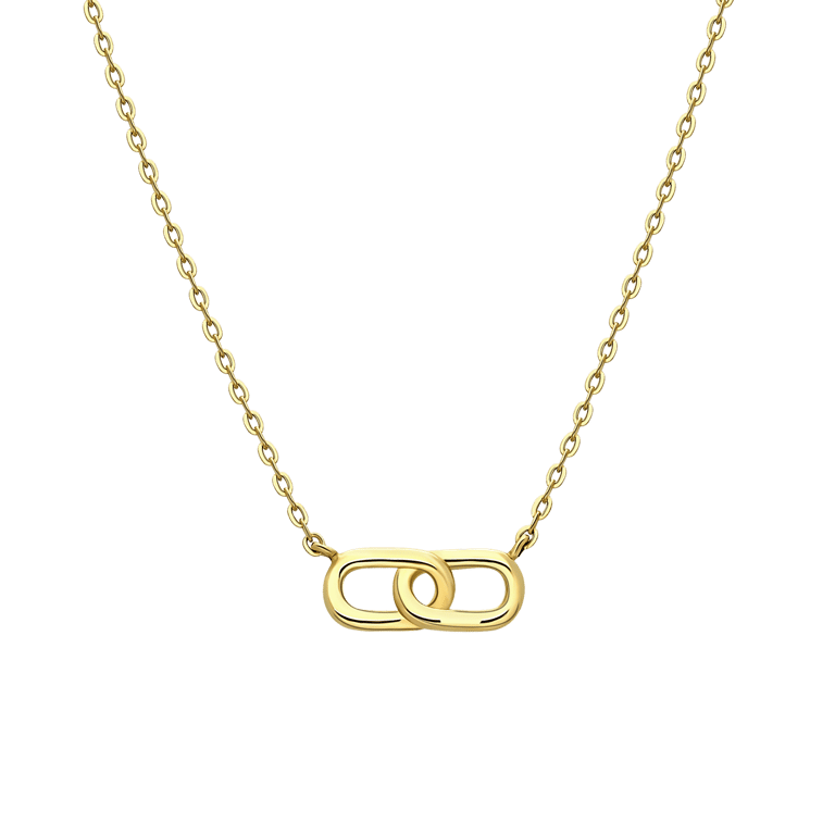 9 Karaat damesketting met dubbele paperclip hanger