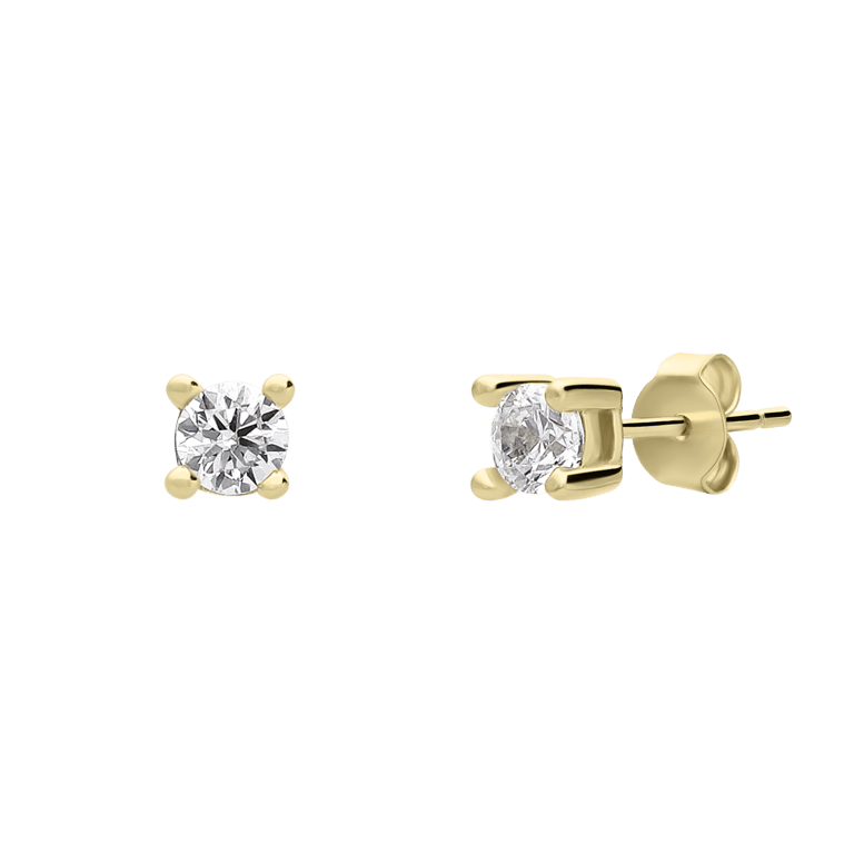 Ohrringe aus 925er Silber, vergoldet, rund, 2,75&nbsp;mm, mit Zirkoniabesatz