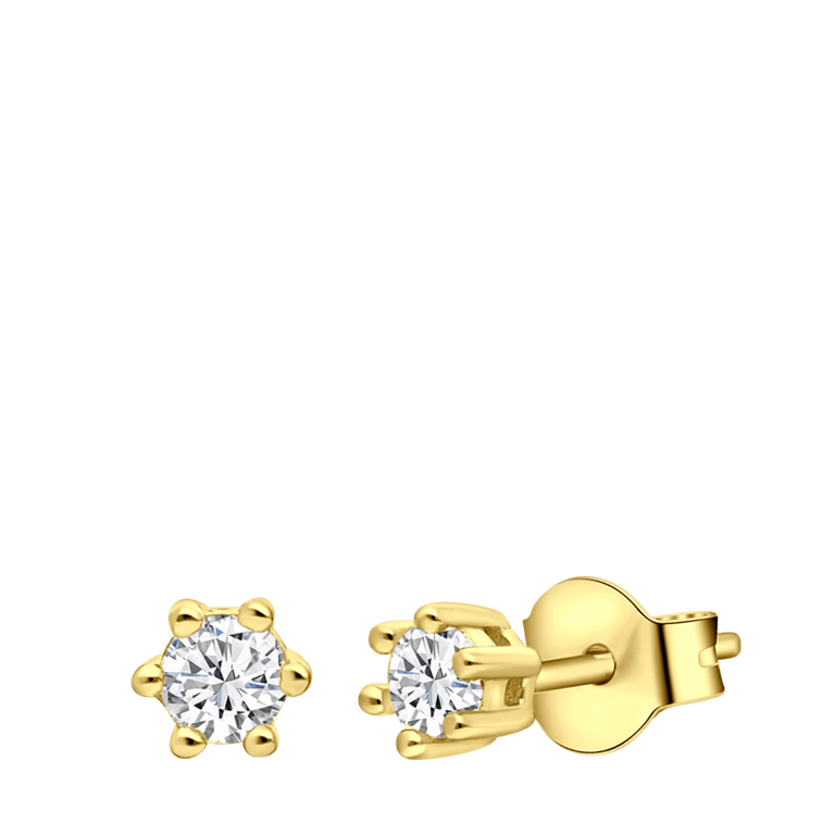 Zilveren goldplated oorknoppen met zirkonia voor dames