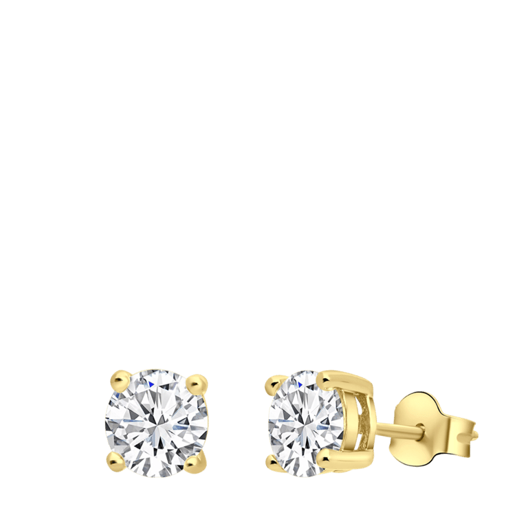 Zilveren goldplated oorknoppen met zirkonia voor dames