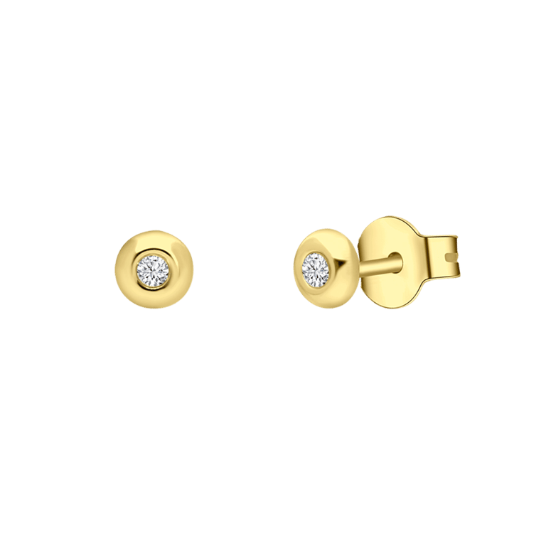 Zilveren goldplated oorknoppen met zirkonia voor dames