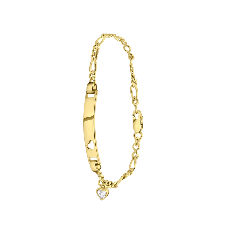 Zilveren goldplated plaatarmband hanger hart