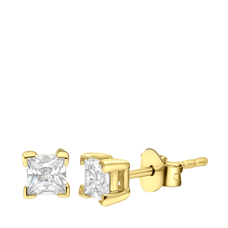 Zilveren goldplated oorknoppen met zirkonia voor dames