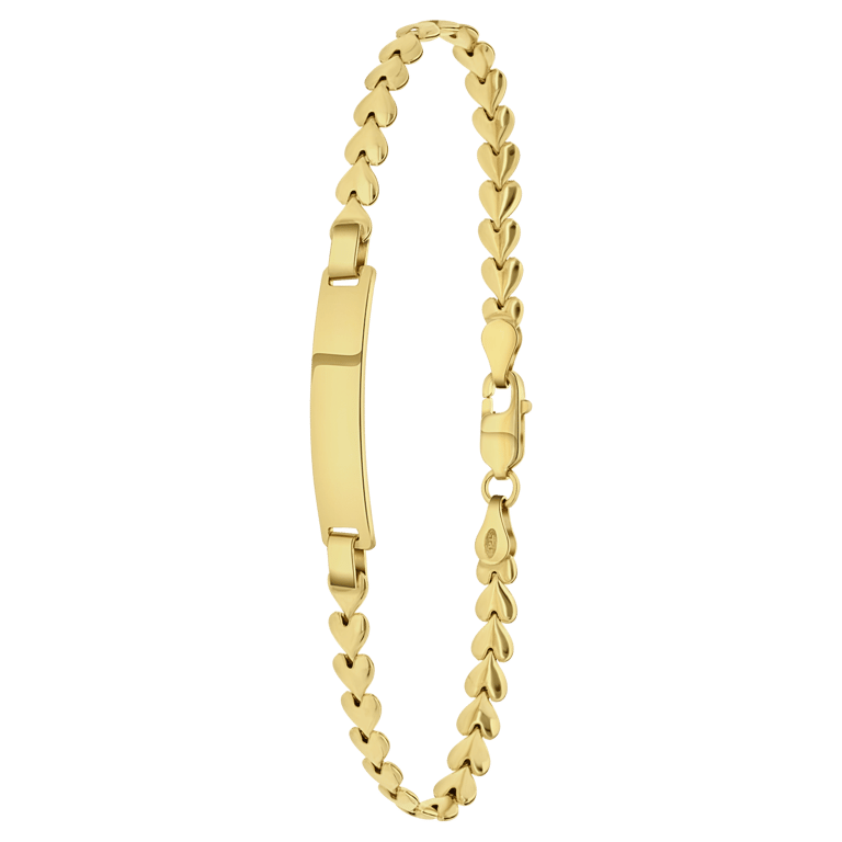 Gerecycled zilveren goldplated plaatarmband hartschakel