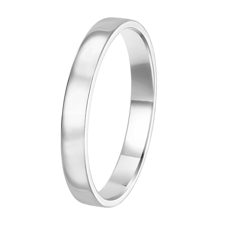 Trauring für Damen, 585 Weißgold, 3 mm, Esra TW 306