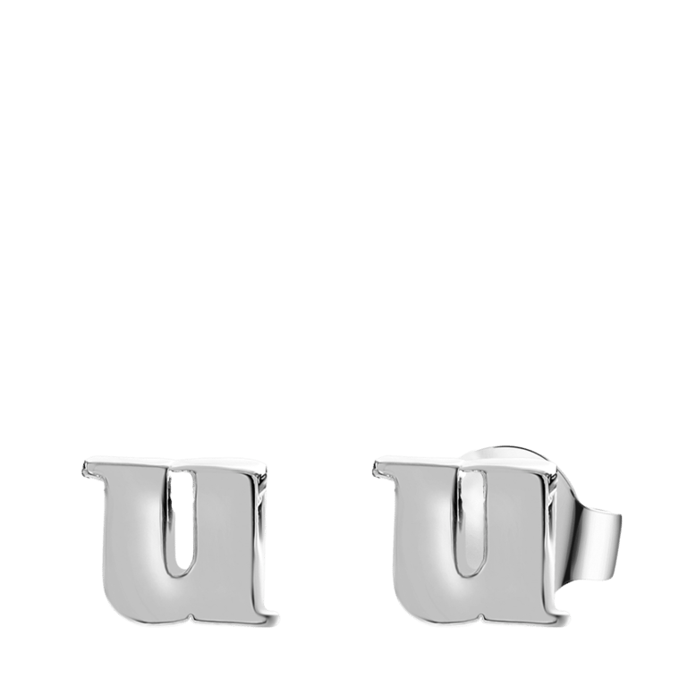 Stainless steel oorknoppen met hanger letter