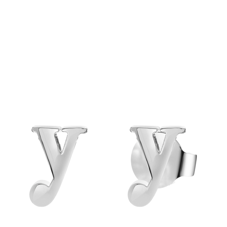 Stainless steel oorknoppen met hanger letter