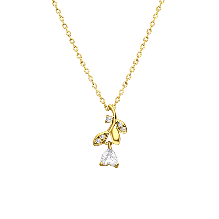 Zilveren goldplated ketting met hanger roos met zirkonia voor dames