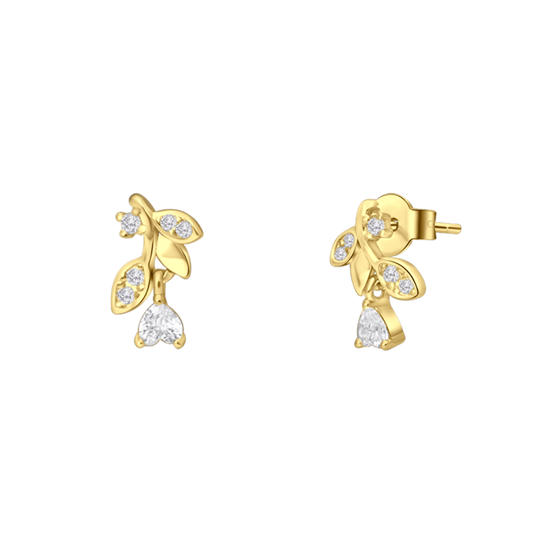 Zilveren goldplated oorknoppen met zirkonia voor dames
