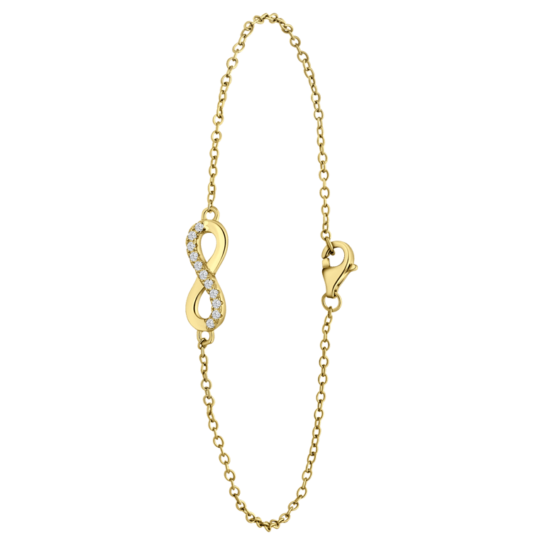 Armband, 925 Silber, vergoldet, Infinity-Zeichen und Zirkonia